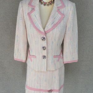 Context Pink Tweed Skirt Suit